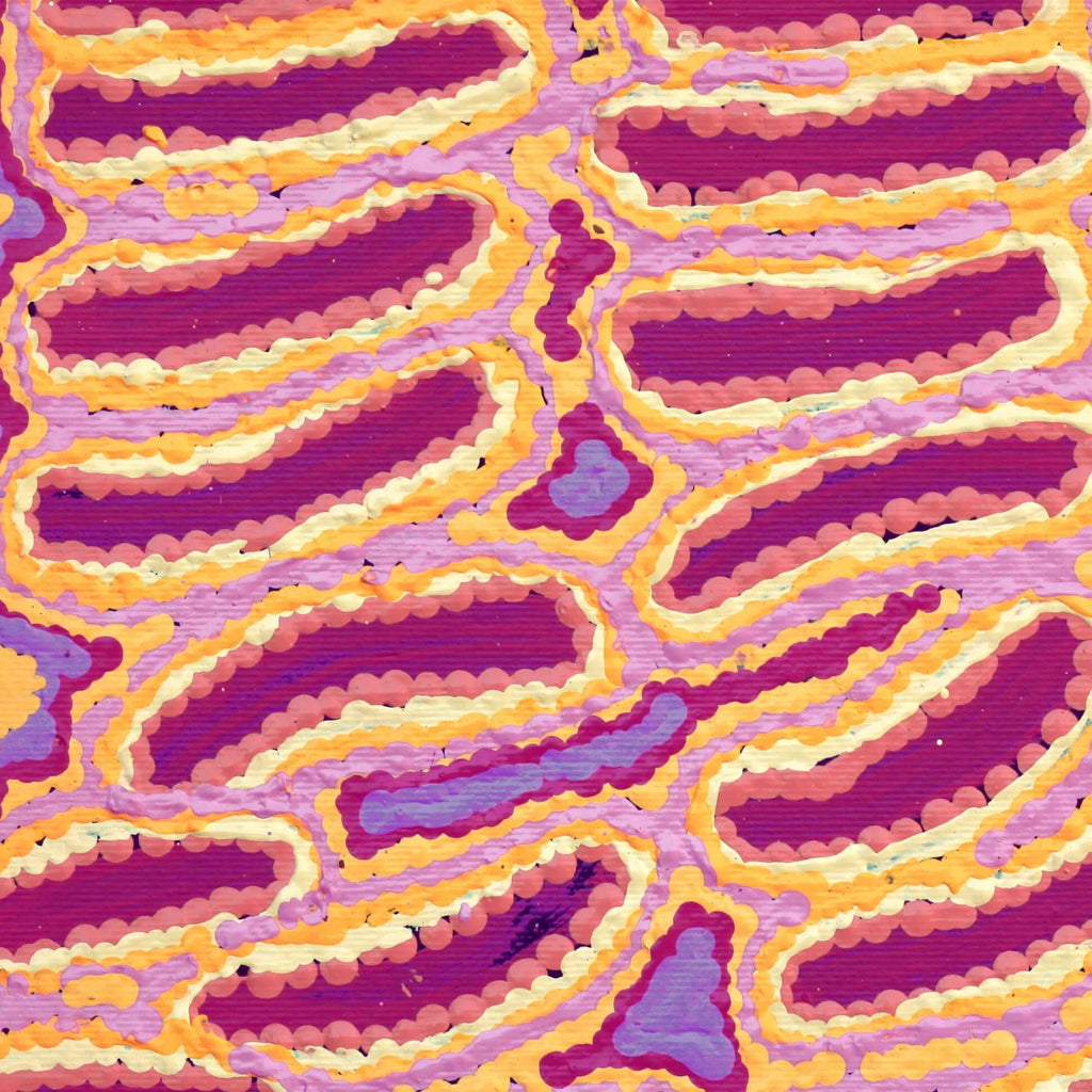 Aboriginal Artwork by Alice Nampijinpa Michaels, Lappi Lappi Jukurrpa, 30x30cm