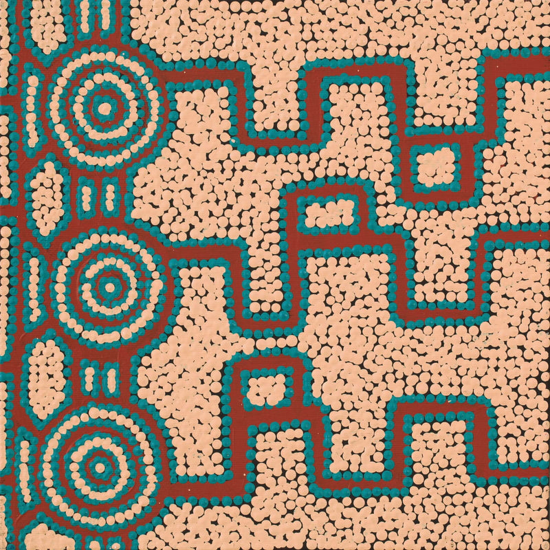 Aboriginal Artwork by Alana Nakamarra Gibson, Lukarrara Jukurrpa, 30x30cm