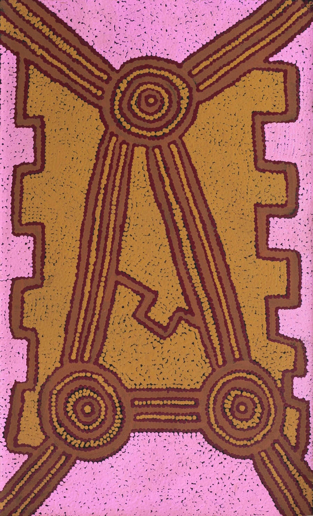 Aboriginal Artwork by Alana Nakamarra Gibson, Lukarrara Jukurrpa, 76x46cm