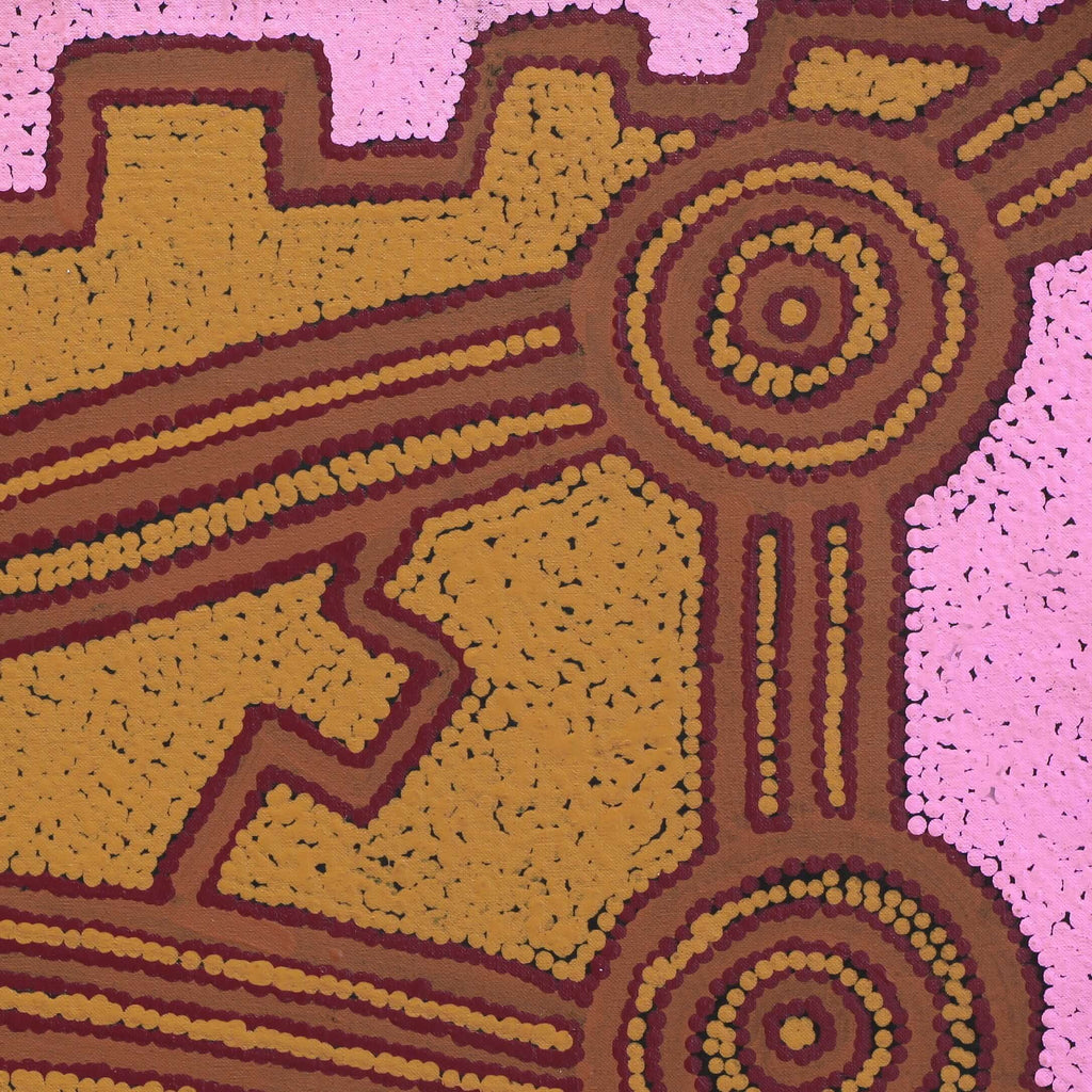 Aboriginal Artwork by Alana Nakamarra Gibson, Lukarrara Jukurrpa, 76x46cm