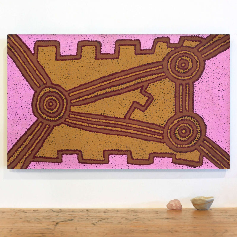 Aboriginal Artwork by Alana Nakamarra Gibson, Lukarrara Jukurrpa, 76x46cm