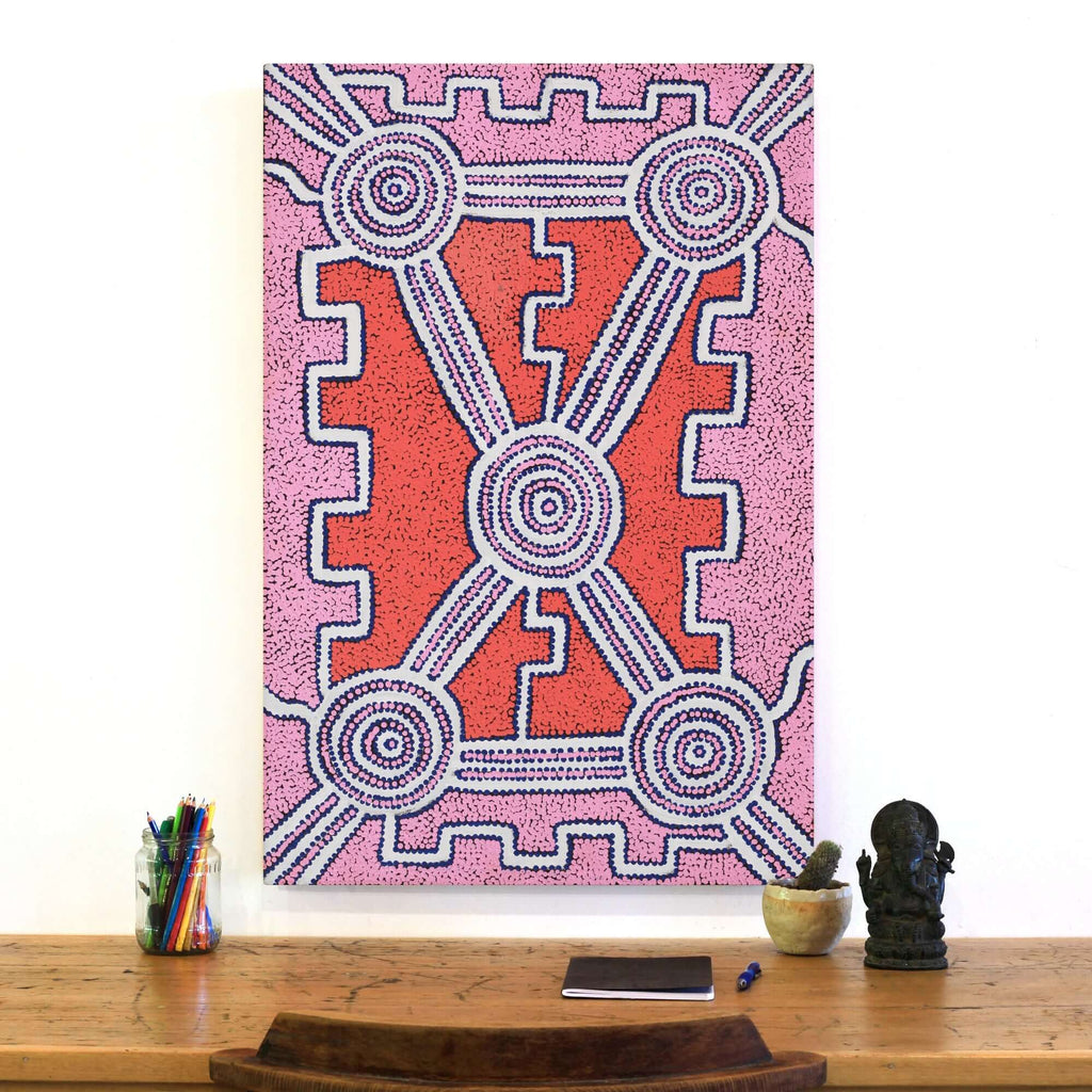 Aboriginal Artwork by Alana Nakamarra Gibson, Lukarrara Jukurrpa, 91x61cm