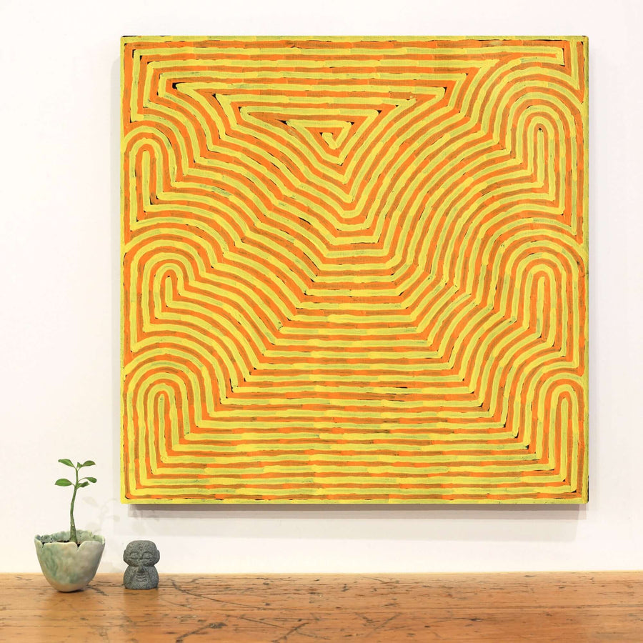 Aboriginal Artwork by Albury Jangala Dixon, Tingari Cycle, 61x61cm