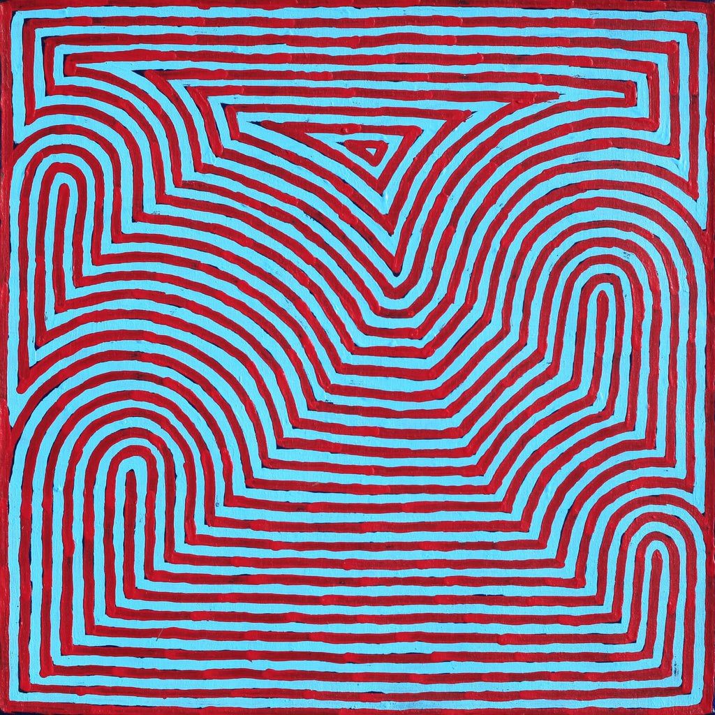 Aboriginal Artwork by Albury Jangala Dixon, Tingari Cycle, 61x61cm