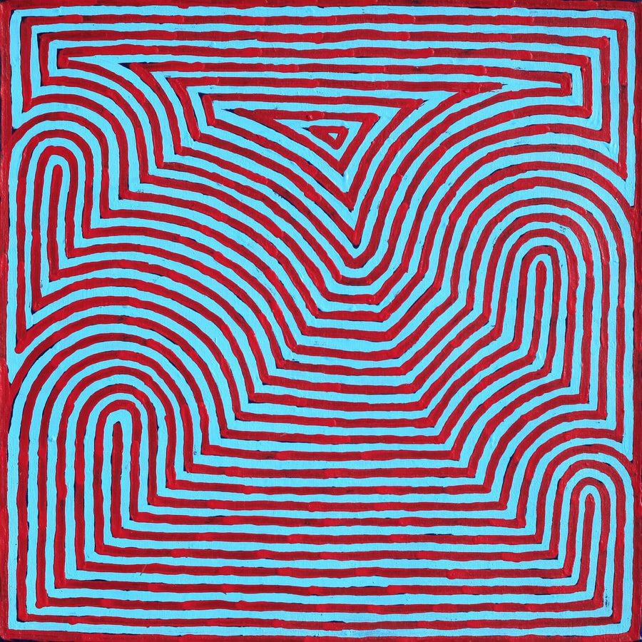 Aboriginal Artwork by Albury Jangala Dixon, Tingari Cycle, 61x61cm