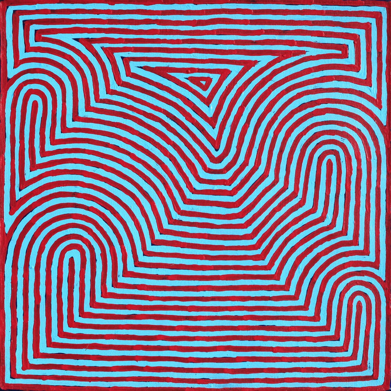 Aboriginal Artwork by Albury Jangala Dixon, Tingari Cycle, 61x61cm