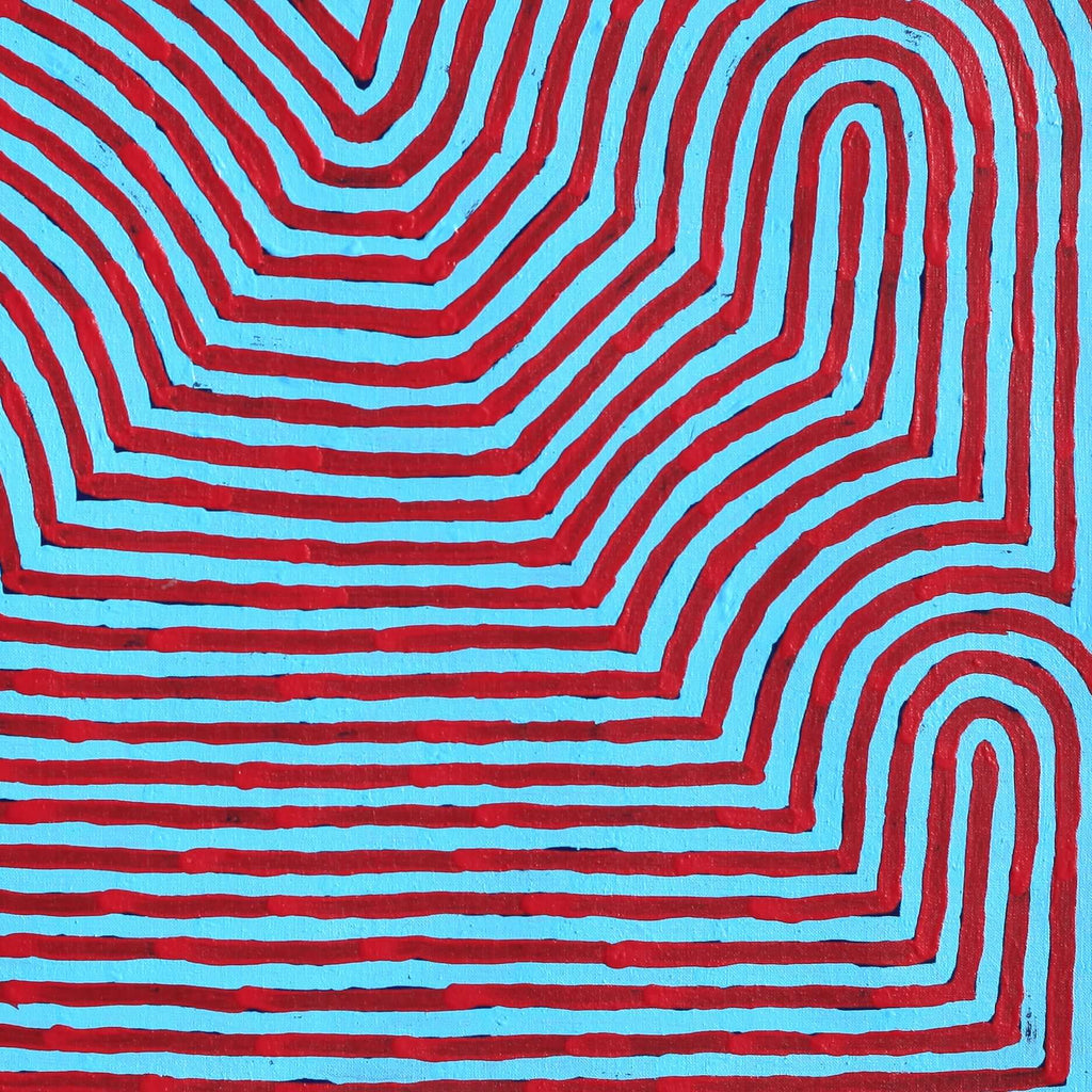 Aboriginal Artwork by Albury Jangala Dixon, Tingari Cycle, 61x61cm