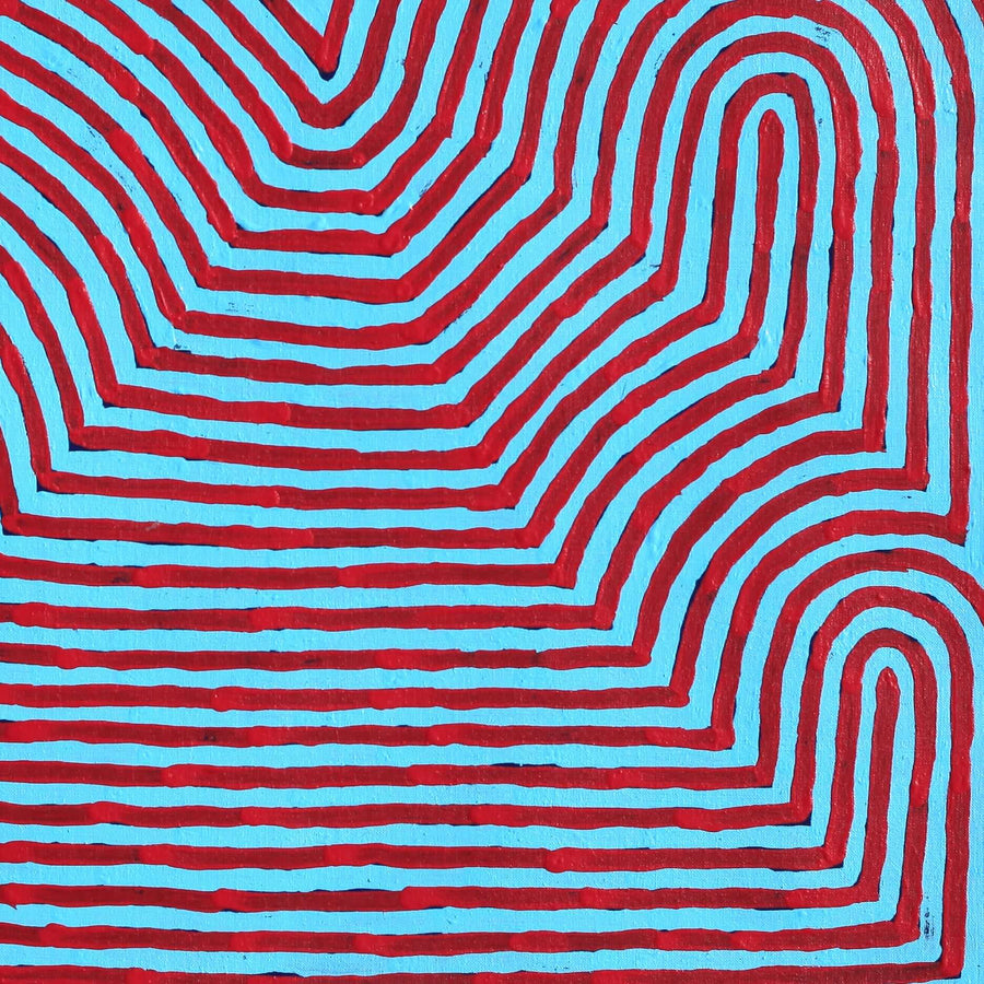 Aboriginal Artwork by Albury Jangala Dixon, Tingari Cycle, 61x61cm