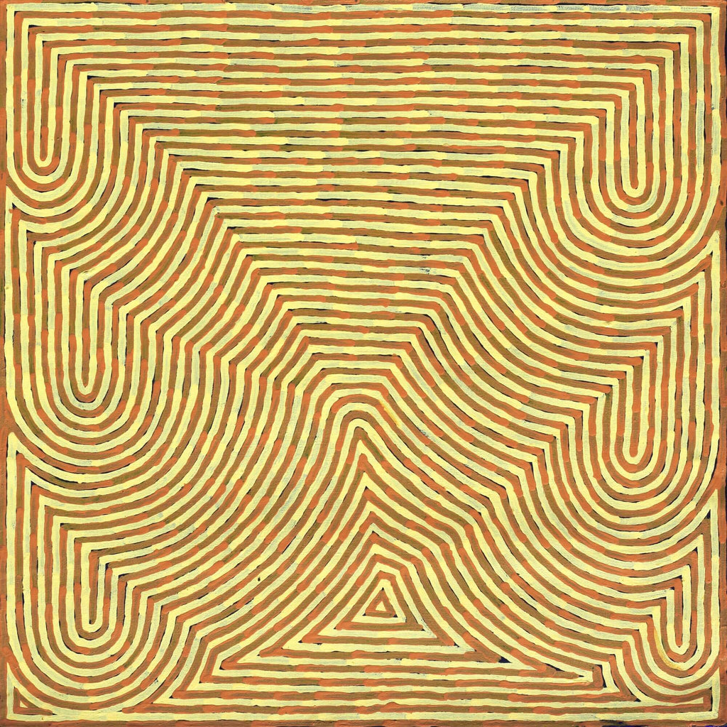 Aboriginal Artwork by Albury Jangala Dixon, Tingari Cycle, 76x76cm
