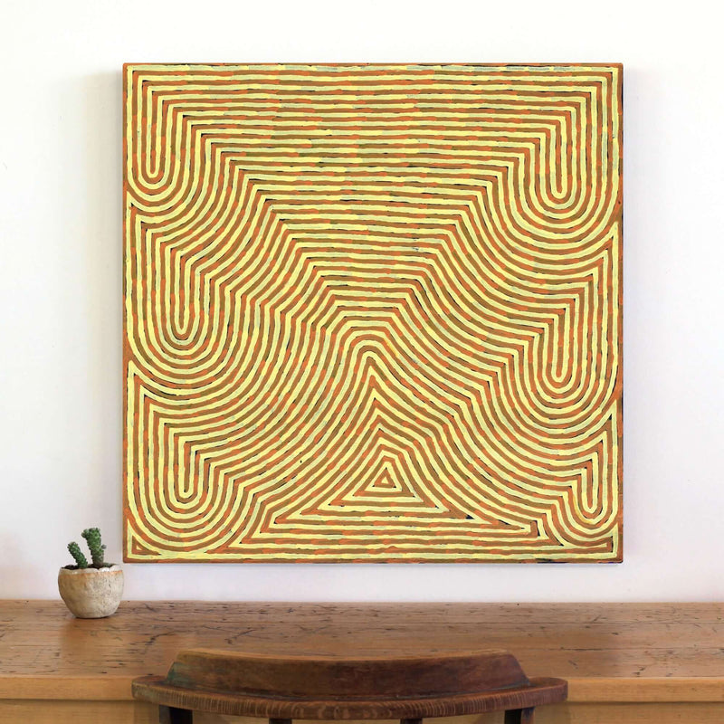 Aboriginal Artwork by Albury Jangala Dixon, Tingari Cycle, 76x76cm