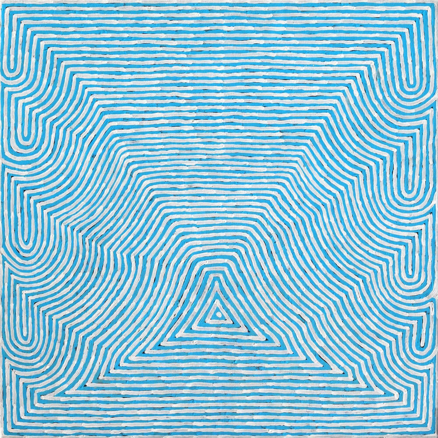Aboriginal Artwork by Albury Jangala Dixon, Tingari Cycle, 91x91cm