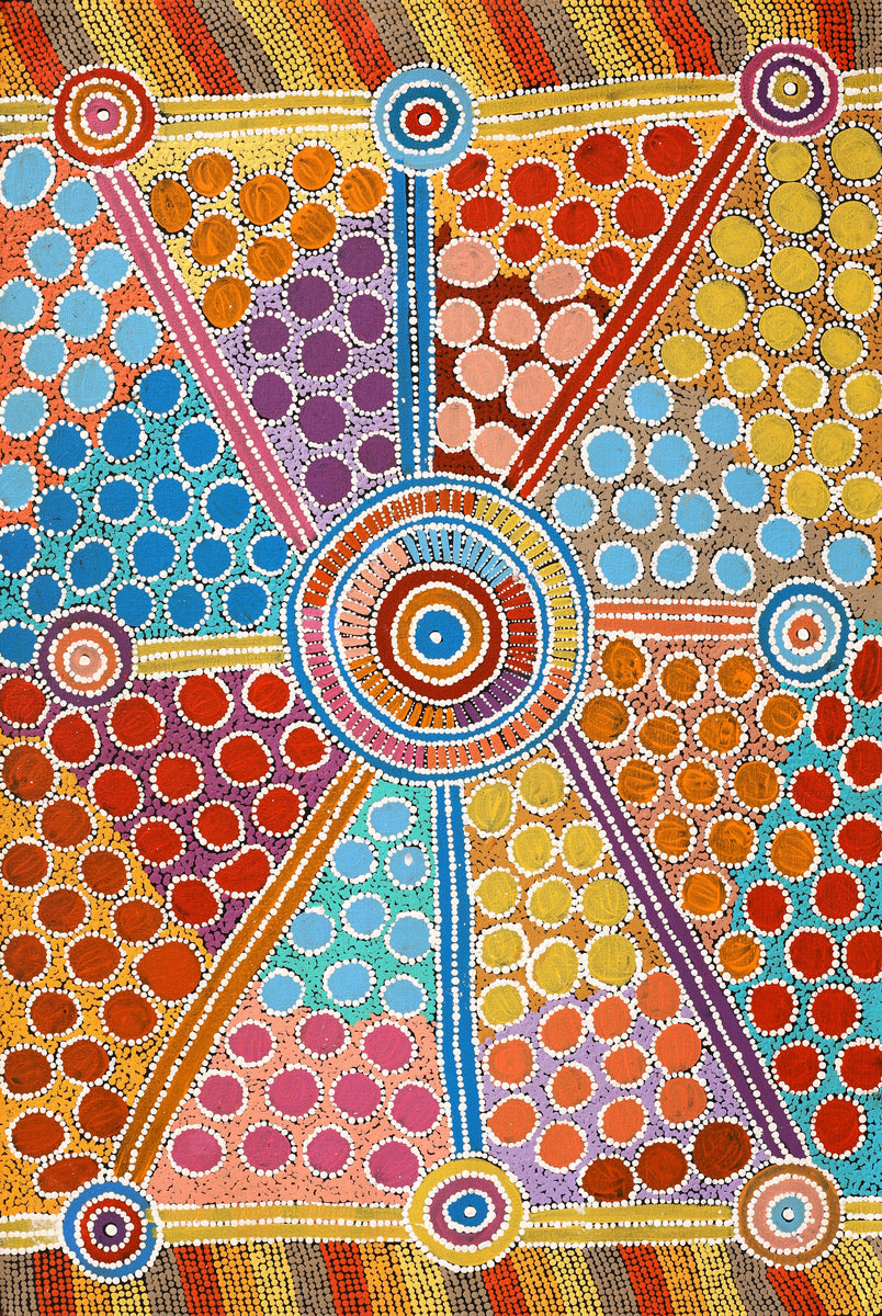 Aboriginal Art by Alfreda Nungarrayi Martin, Ngapa Jukurrpa (Water Dreaming) - Puyurru, 91x61cm - ART ARK®