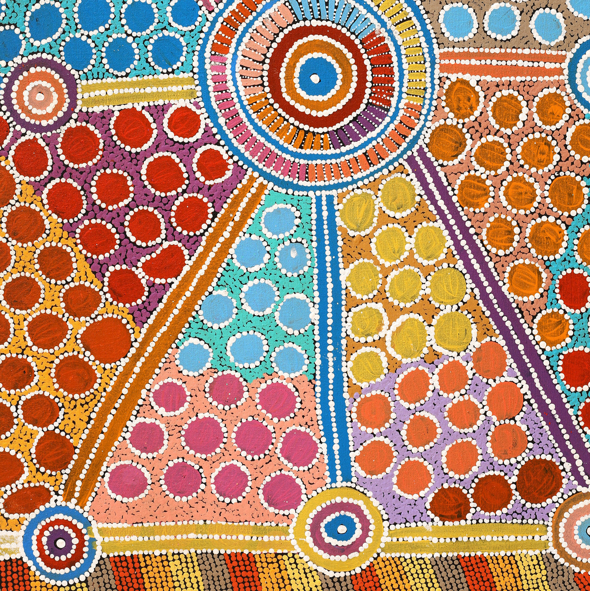 Aboriginal Art by Alfreda Nungarrayi Martin, Ngapa Jukurrpa (Water Dreaming) - Puyurru, 91x61cm - ART ARK®