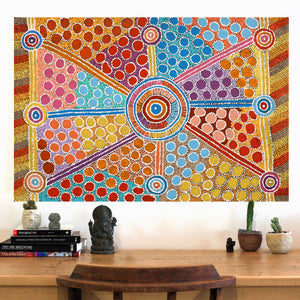 Aboriginal Artwork by Alfreda Nungarrayi Martin, Ngapa Jukurrpa (Water Dreaming) - Puyurru, 91x61cm - ART ARK®
