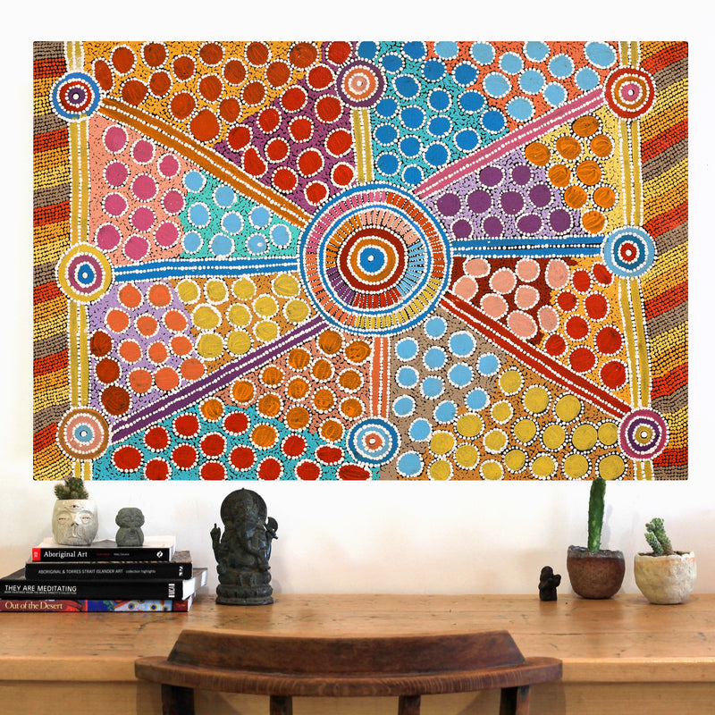 Aboriginal Artwork by Alfreda Nungarrayi Martin, Ngapa Jukurrpa (Water Dreaming) - Puyurru, 91x61cm