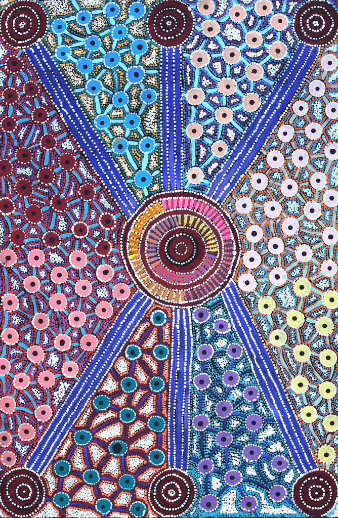 Aboriginal Artwork by Alfreda Nungarrayi Martin, Ngapa Jukurrpa (Water Dreaming) - Puyurru, 91x61cm