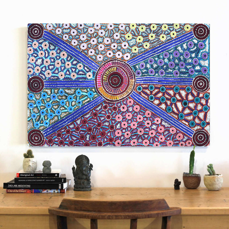 Aboriginal Artwork by Alfreda Nungarrayi Martin, Ngapa Jukurrpa (Water Dreaming) - Puyurru, 91x61cm