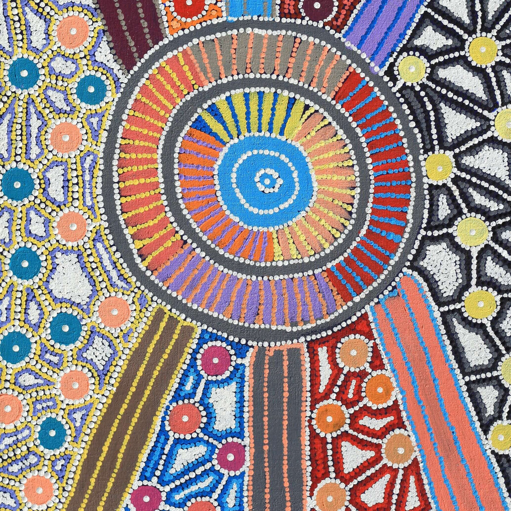 Aboriginal Artwork by Alfreda Nungarrayi Martin, Ngapa Jukurrpa (Water Dreaming) - Puyurru, 122x61cm