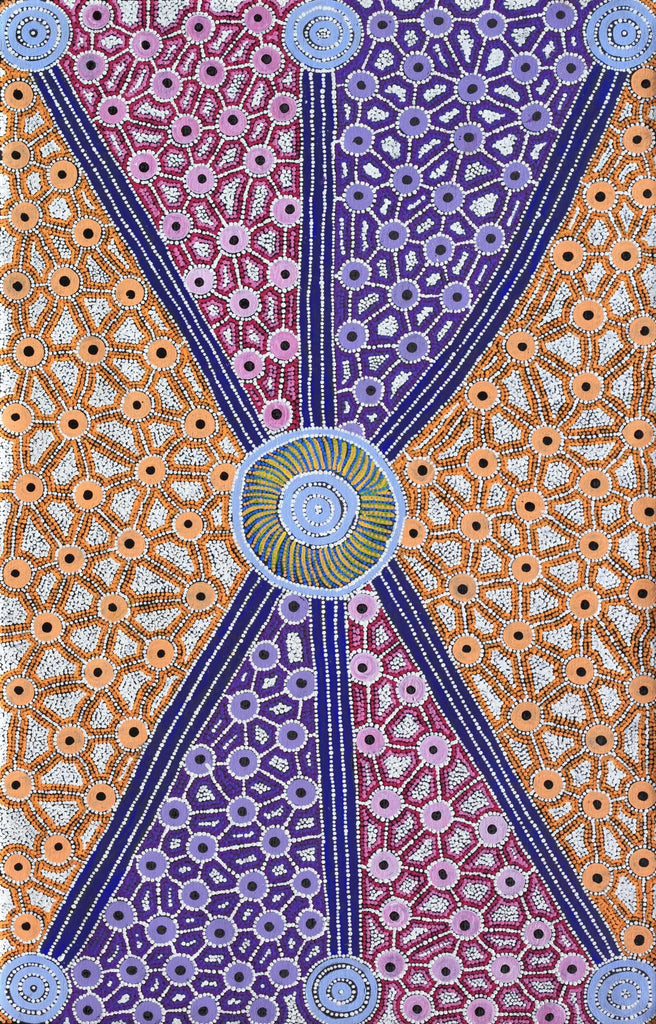 Aboriginal Artwork by Alfreda Nungarrayi Martin, Ngapa Jukurrpa (Water Dreaming) - Puyurru, 122x76cm