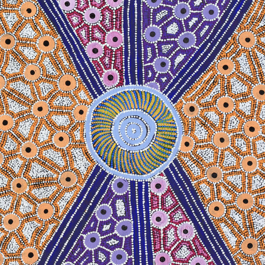 Aboriginal Artwork by Alfreda Nungarrayi Martin, Ngapa Jukurrpa (Water Dreaming) - Puyurru, 122x76cm