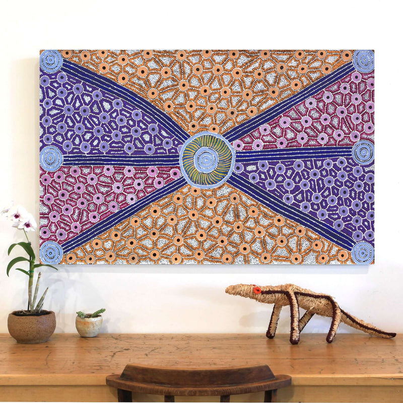 Aboriginal Artwork by Alfreda Nungarrayi Martin, Ngapa Jukurrpa (Water Dreaming) - Puyurru, 122x76cm
