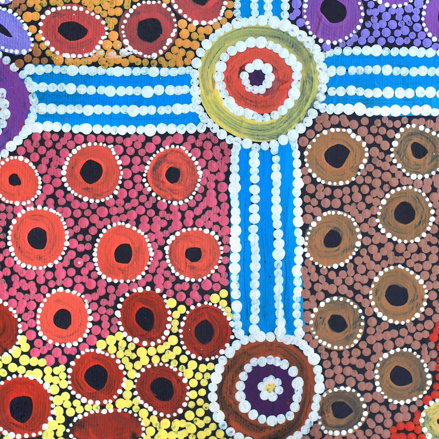 Aboriginal Artwork by Alfreda Nungarrayi Martin, Ngapa Jukurrpa (Water Dreaming) - Puyurru, 30x30cm