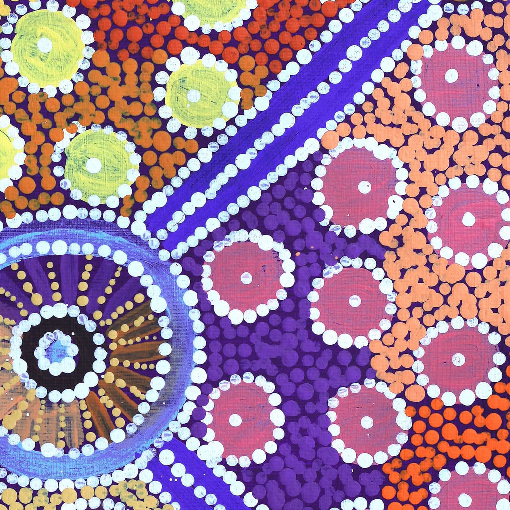 Aboriginal Artwork by Alfreda Nungarrayi Martin, Ngapa Jukurrpa (Water Dreaming) - Puyurru, 30x30cm