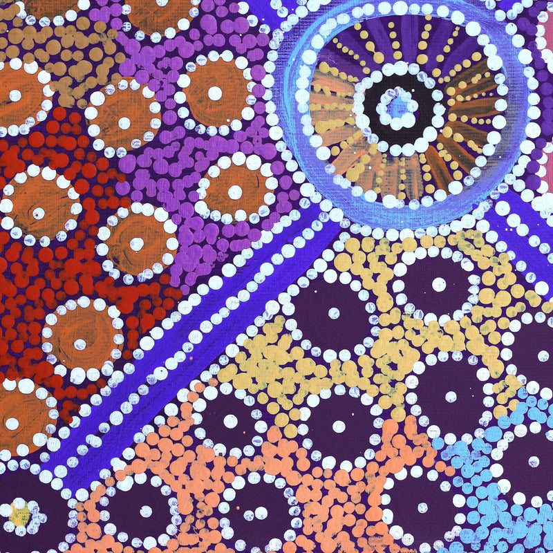 Aboriginal Artwork by Alfreda Nungarrayi Martin, Ngapa Jukurrpa (Water Dreaming) - Puyurru, 30x30cm