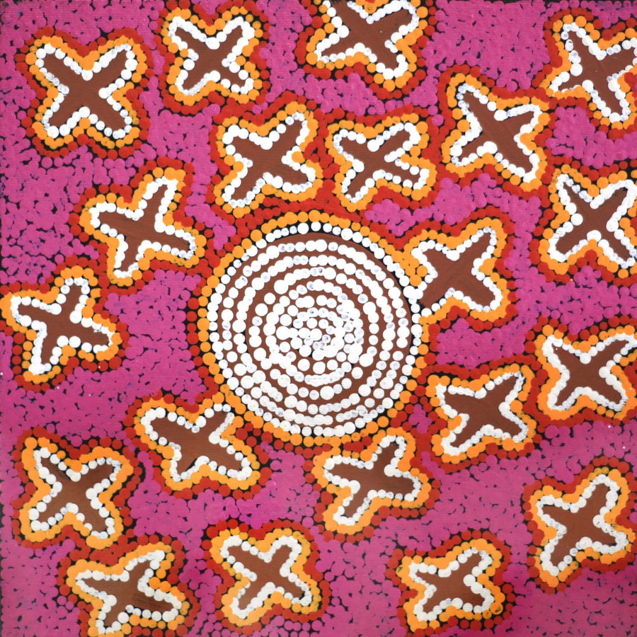 Aboriginal Artwork by Alfreda Nungarrayi Martin, Ngatijirri Jukurrpa (Budgerigar Dreaming), 30x30cm