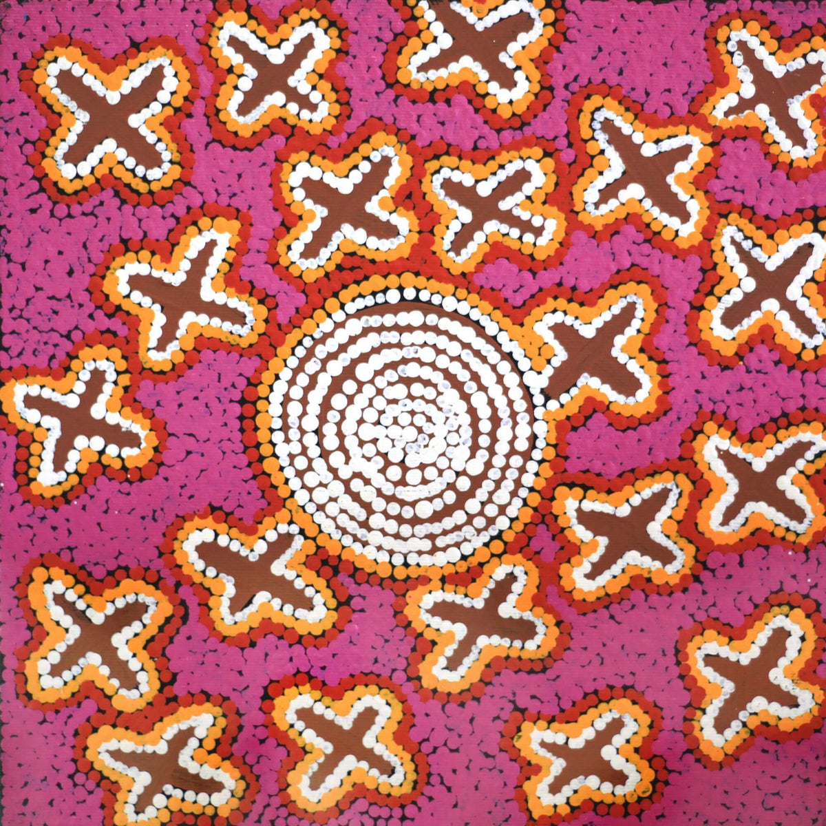 Aboriginal Art by Alfreda Nungarrayi Martin, Ngatijirri Jukurrpa (Budgerigar Dreaming), 30x30cm - ART ARK®