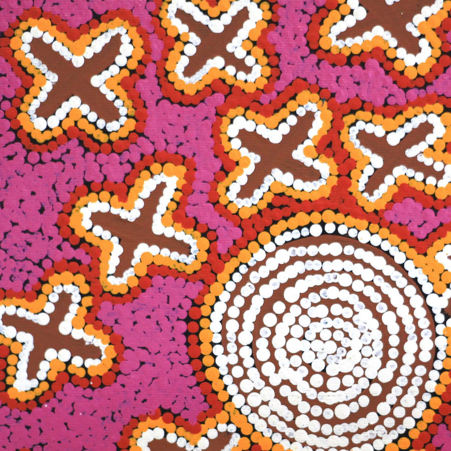 Aboriginal Artwork by Alfreda Nungarrayi Martin, Ngatijirri Jukurrpa (Budgerigar Dreaming), 30x30cm
