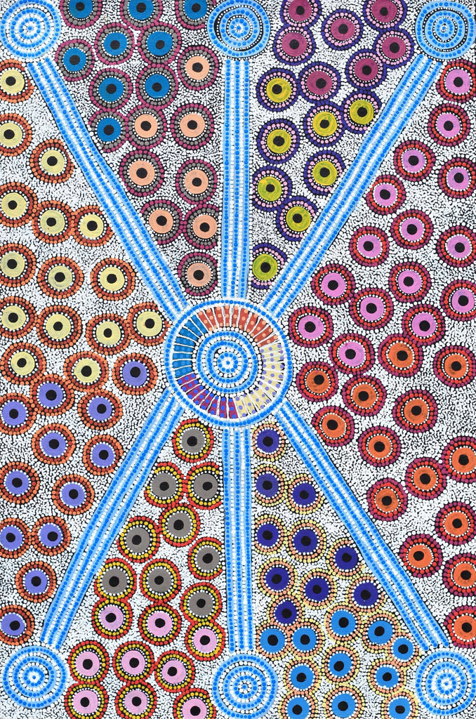 Aboriginal Artwork by Alfreda Nungarrayi Martin, Ngapa Jukurrpa (Water Dreaming) - Puyurru, 91x61cm