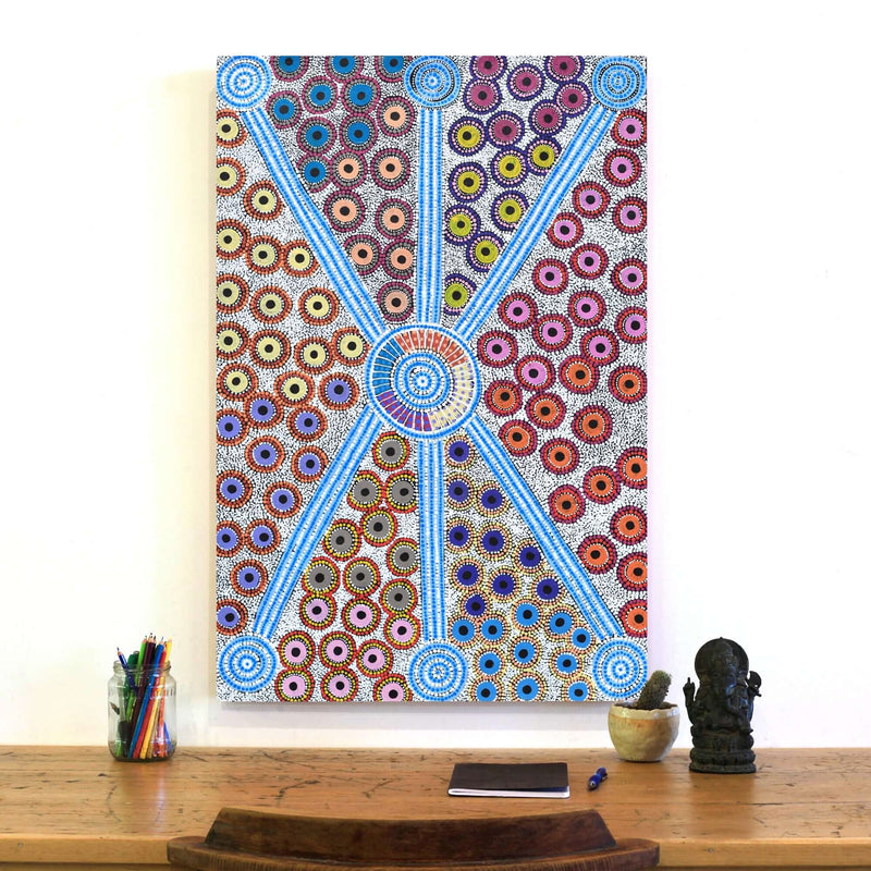 Aboriginal Artwork by Alfreda Nungarrayi Martin, Ngapa Jukurrpa (Water Dreaming) - Puyurru, 91x61cm