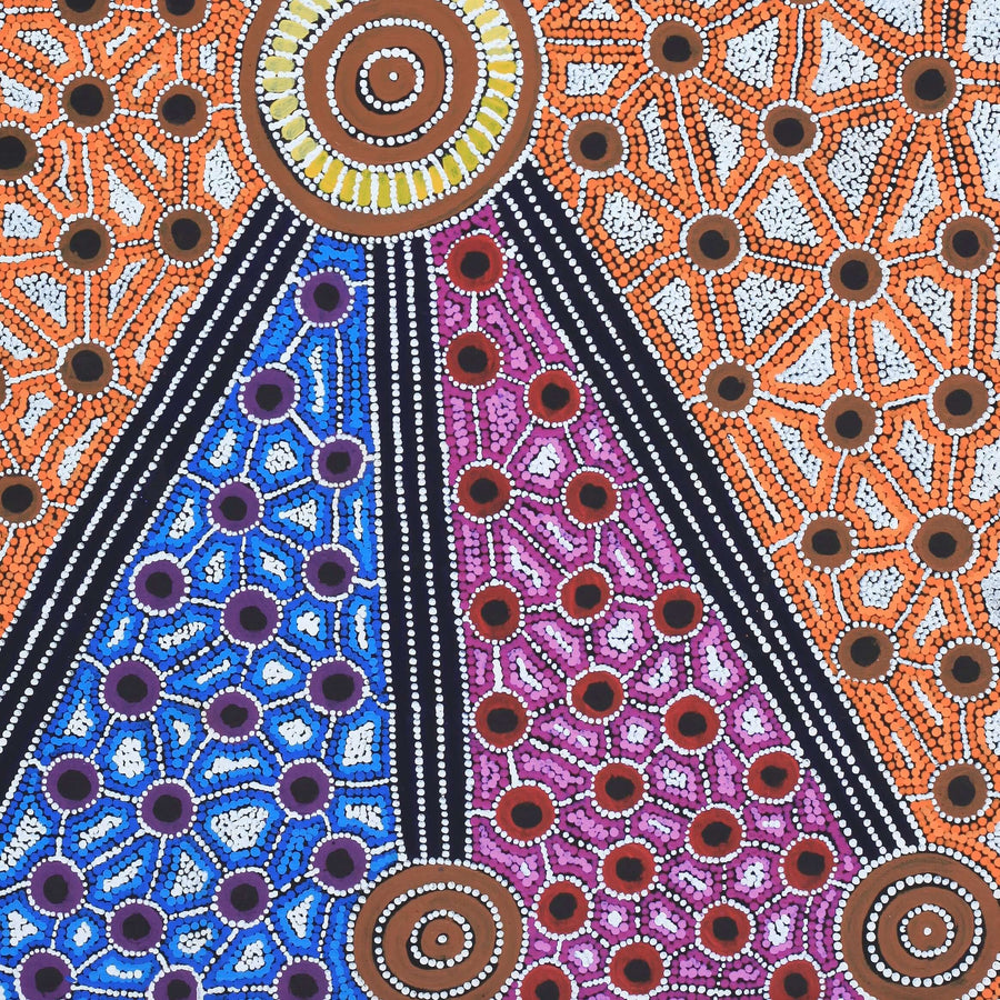 Aboriginal Artwork by Alfreda Nungarrayi Martin, Ngapa Jukurrpa (Water Dreaming) - Puyurru, 91x61cm