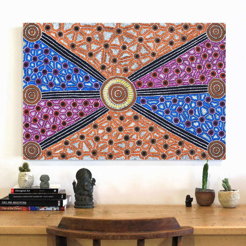 Aboriginal Artwork by Alfreda Nungarrayi Martin, Ngapa Jukurrpa (Water Dreaming) - Puyurru, 91x61cm