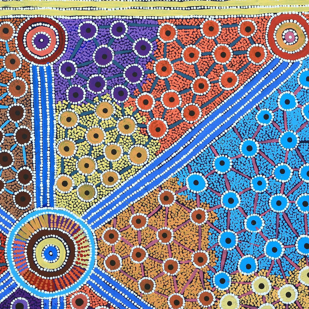 Aboriginal Artwork by Alfreda Nungarrayi Martin, Ngapa Jukurrpa (Water Dreaming) - Puyurru, 91x91cm