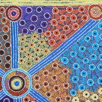 Aboriginal Artwork by Alfreda Nungarrayi Martin, Ngapa Jukurrpa (Water Dreaming) - Puyurru, 91x91cm