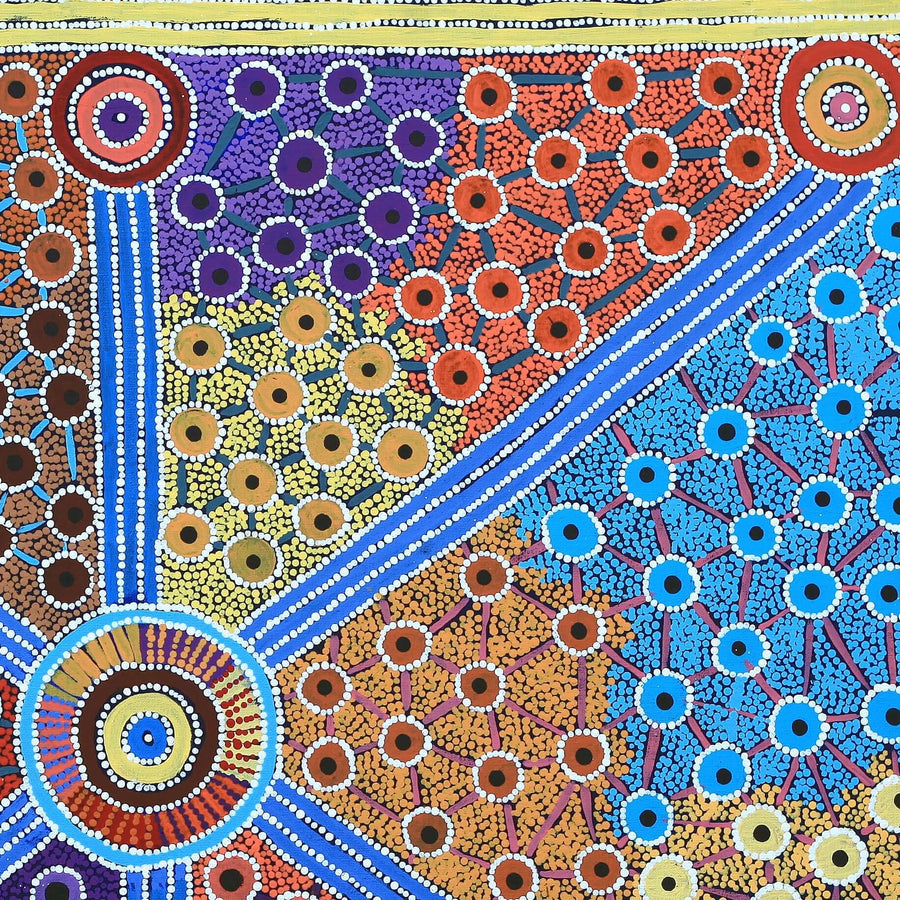 Aboriginal Artwork by Alfreda Nungarrayi Martin, Ngapa Jukurrpa (Water Dreaming) - Puyurru, 91x91cm