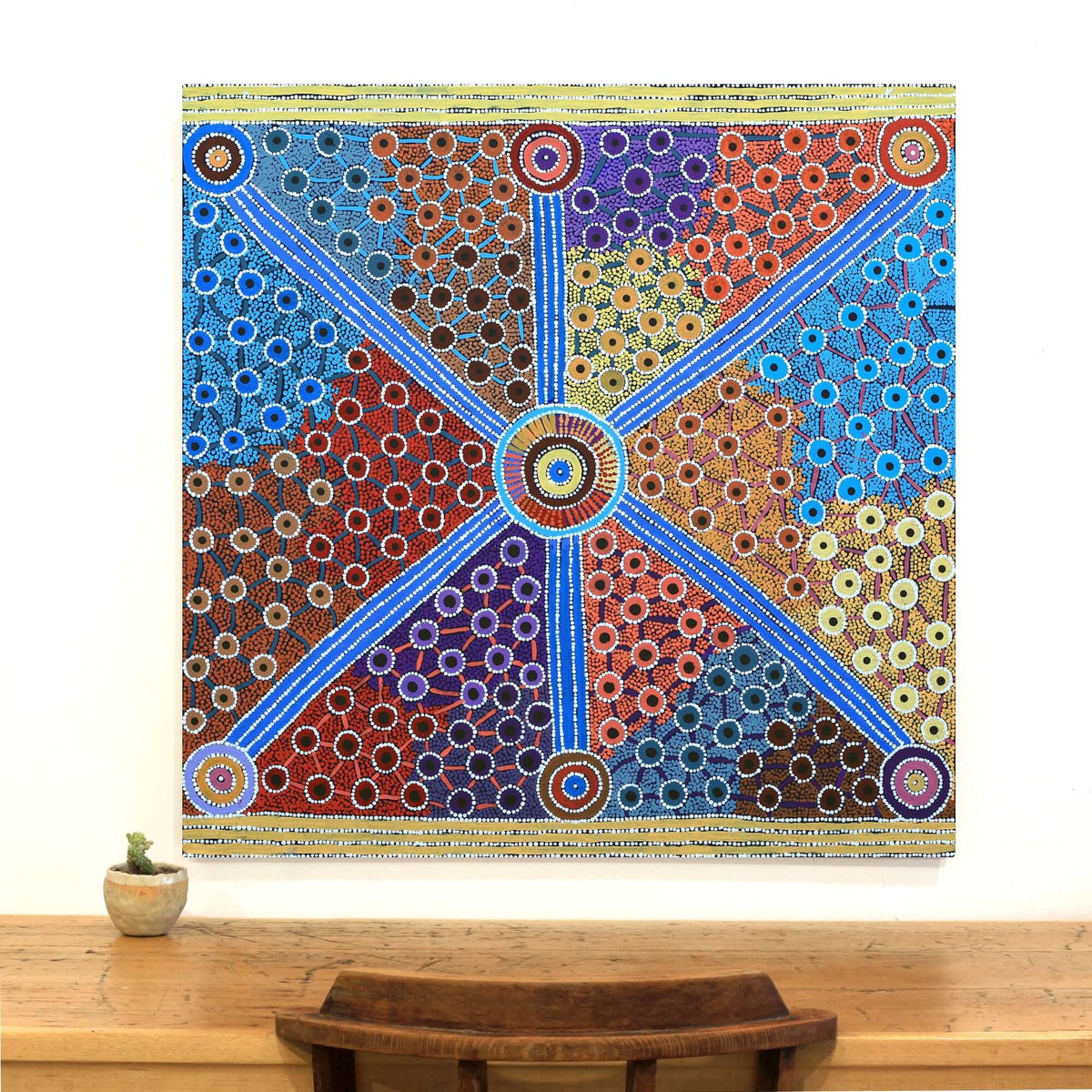 Aboriginal Artwork by Alfreda Nungarrayi Martin, Ngapa Jukurrpa (Water Dreaming) - Puyurru, 91x91cm