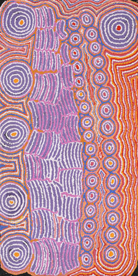 Aboriginal Artwork by Alice Nampijinpa Michaels, Lappi Lappi Jukurrpa, 122x61cm