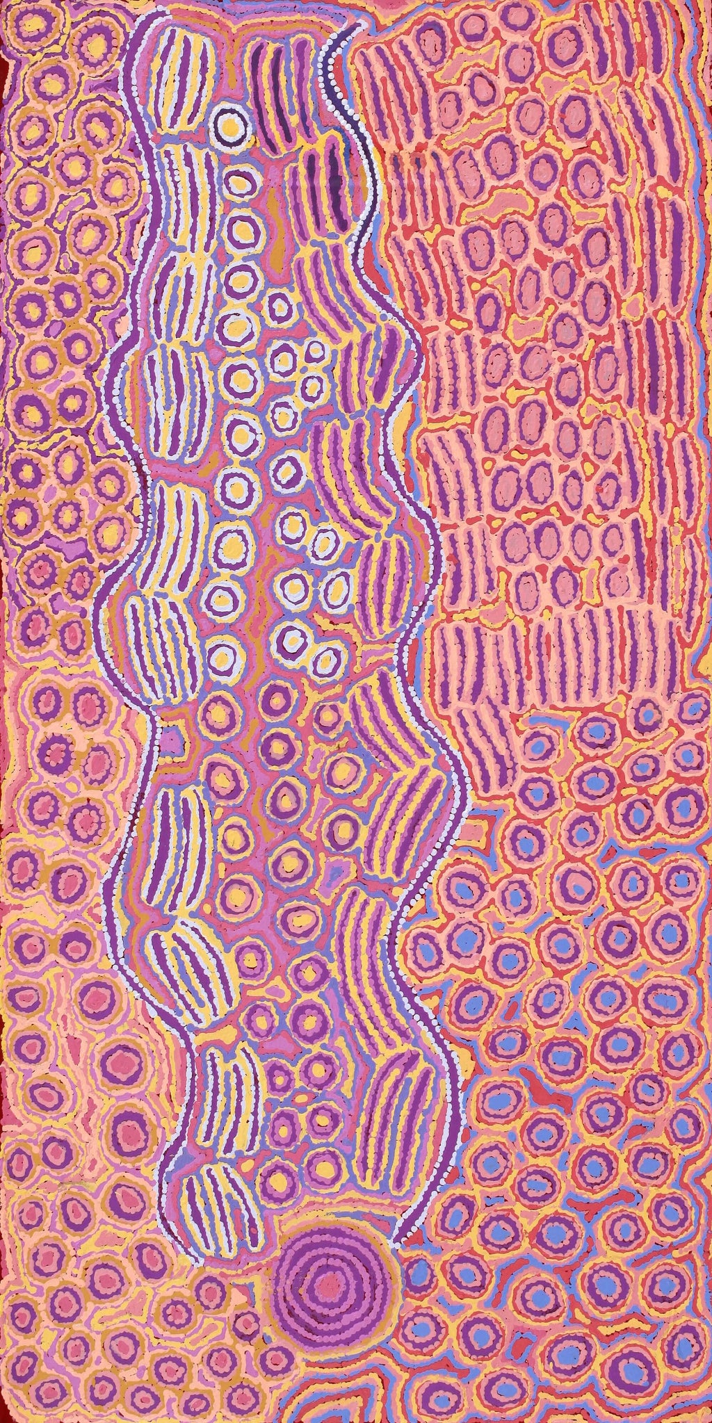 Aboriginal Artwork by Alice Nampijinpa Michaels, Lappi Lappi Jukurrpa, 122x61cm
