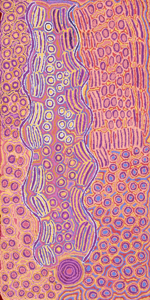 Aboriginal Artwork by Alice Nampijinpa Michaels, Lappi Lappi Jukurrpa, 122x61cm