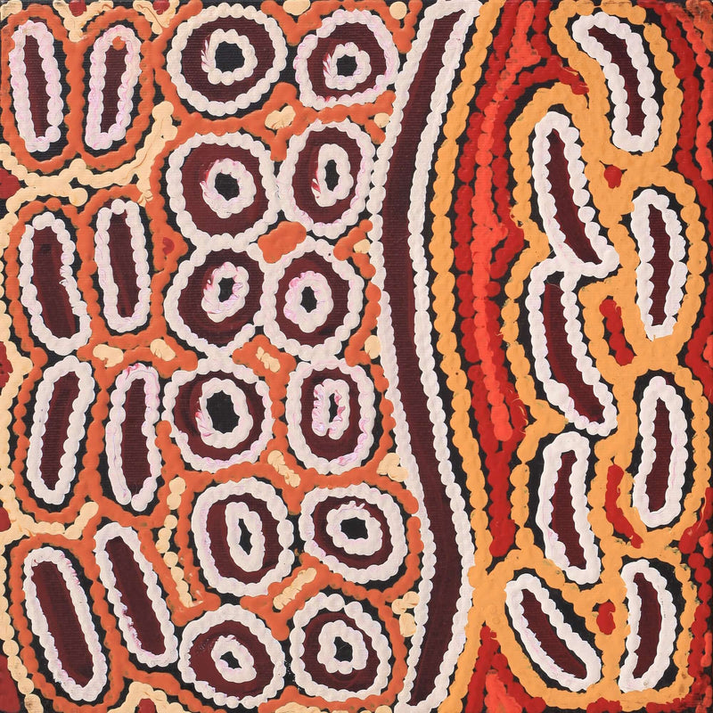 Aboriginal Artwork by Alice Nampijinpa Michaels, Lappi Lappi Jukurrpa, 30x30cm