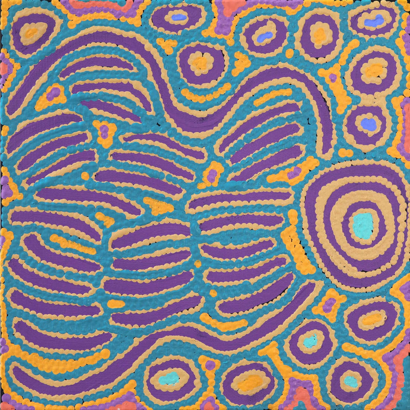 Aboriginal Artwork by Alice Nampijinpa Michaels, Lappi Lappi Jukurrpa, 30x30cm