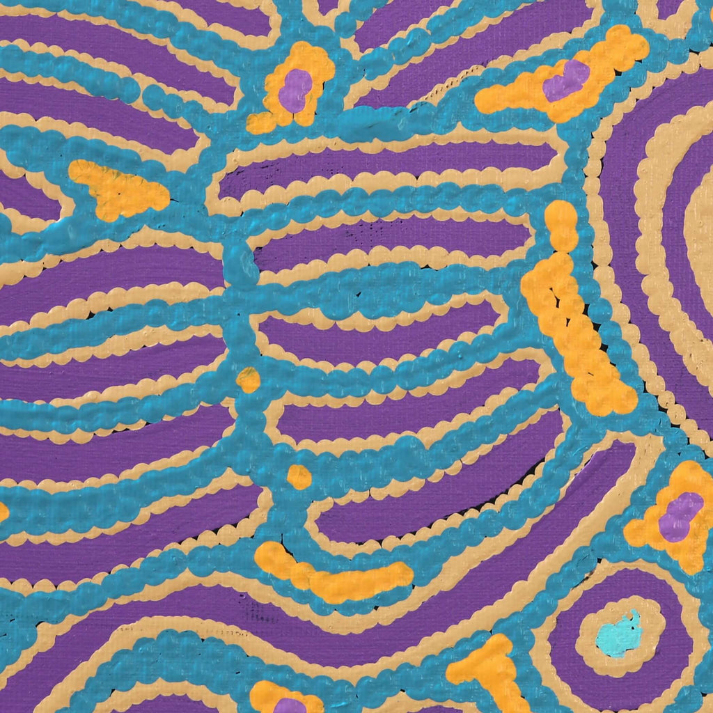 Aboriginal Artwork by Alice Nampijinpa Michaels, Lappi Lappi Jukurrpa, 30x30cm