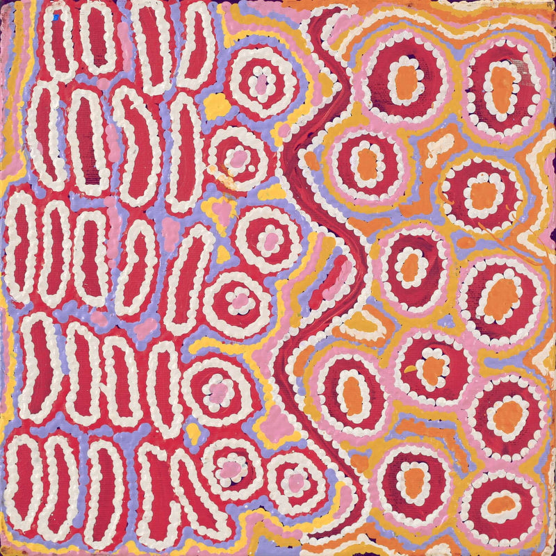 Aboriginal Artwork by Alice Nampijinpa Michaels, Lappi Lappi Jukurrpa, 30x30cm