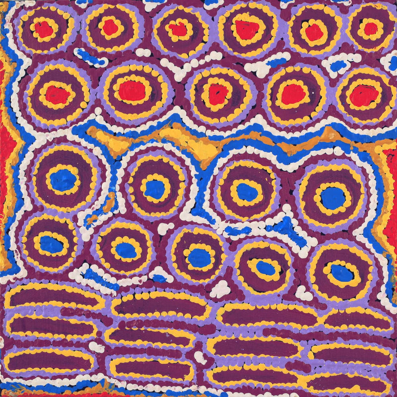Aboriginal Artwork by Alice Nampijinpa Michaels, Lappi Lappi Jukurrpa, 30x30cm