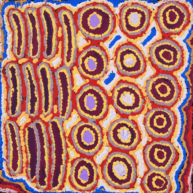 Aboriginal Artwork by Alice Nampijinpa Michaels, Lappi Lappi Jukurrpa, 30x30cm