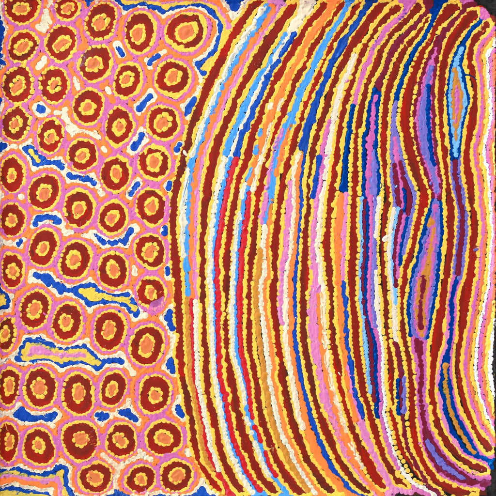 Aboriginal Artwork by Alice Nampijinpa Michaels, Lappi Lappi Jukurrpa, 61x61cm