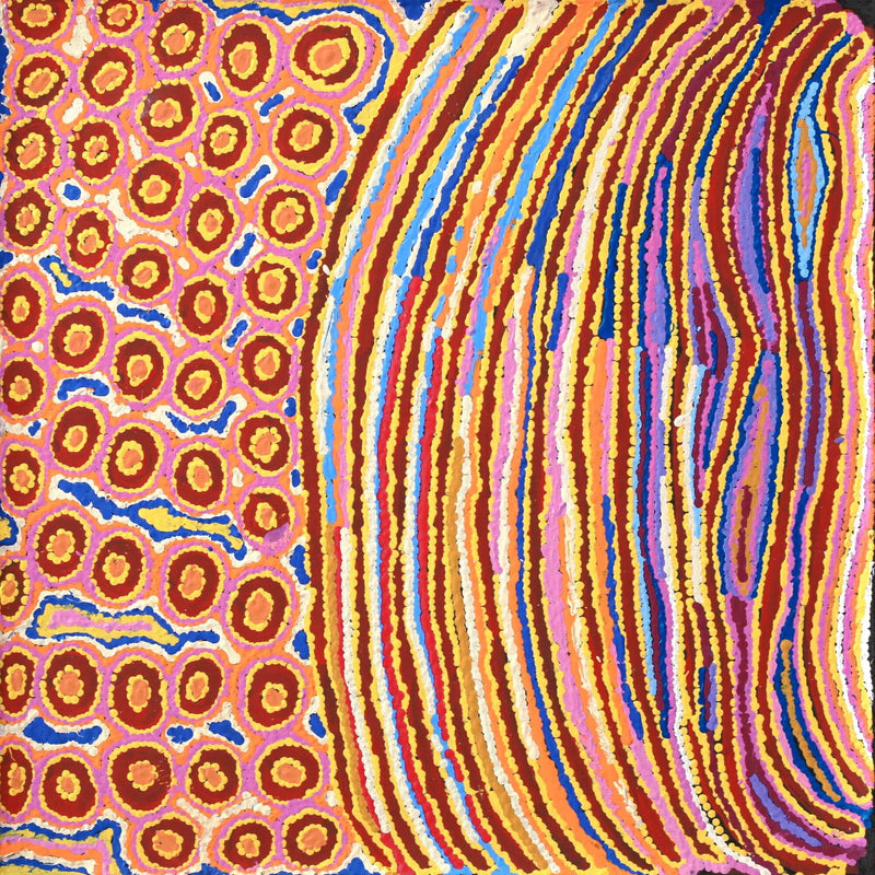Aboriginal Artwork by Alice Nampijinpa Michaels, Lappi Lappi Jukurrpa, 61x61cm
